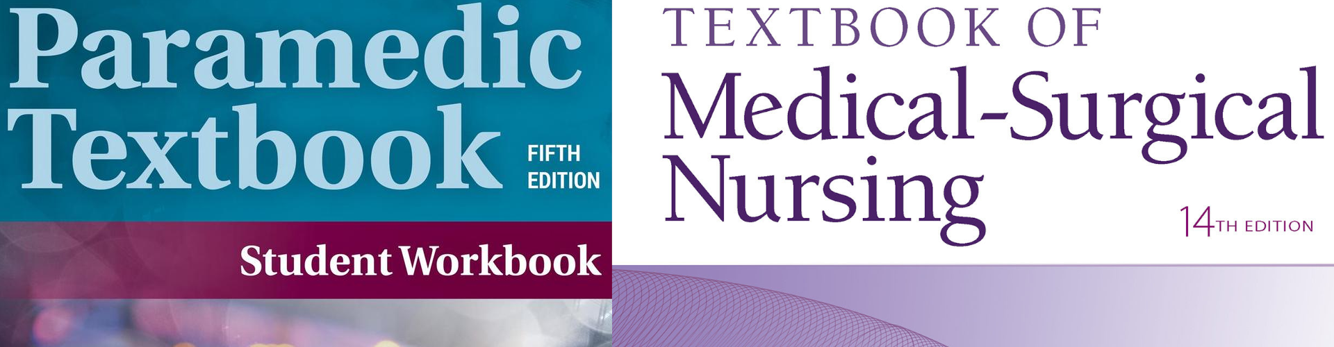 Covers of paramedic and nursing textbooks.