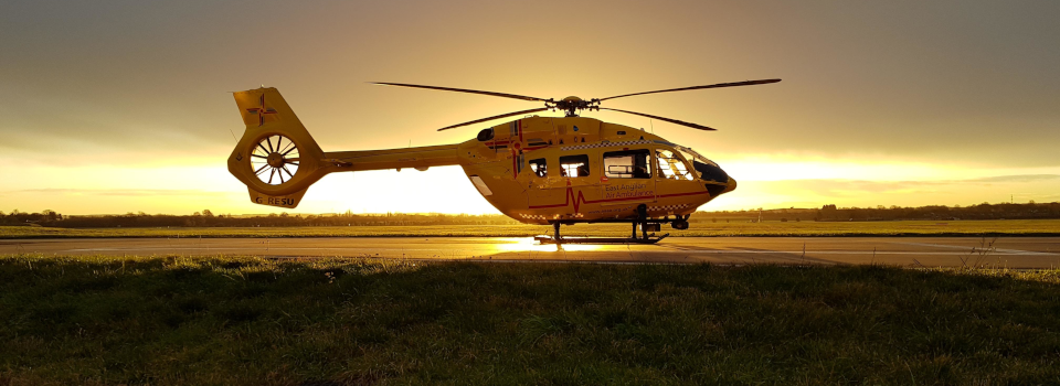 HEMS Helicopter at sunset.